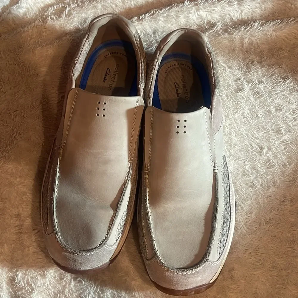 Clarks Men's Beige Slip-On Loafers size 13 M